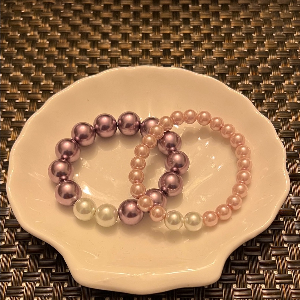 Hand Crafted Purple and Pink Pearl Bracelets